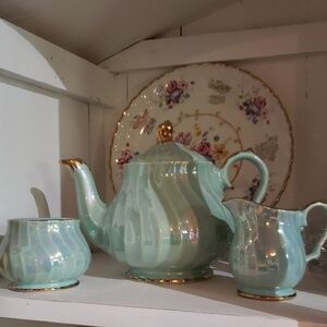 Sandler Mint Green Porcelain Tea Set with Gold Accents